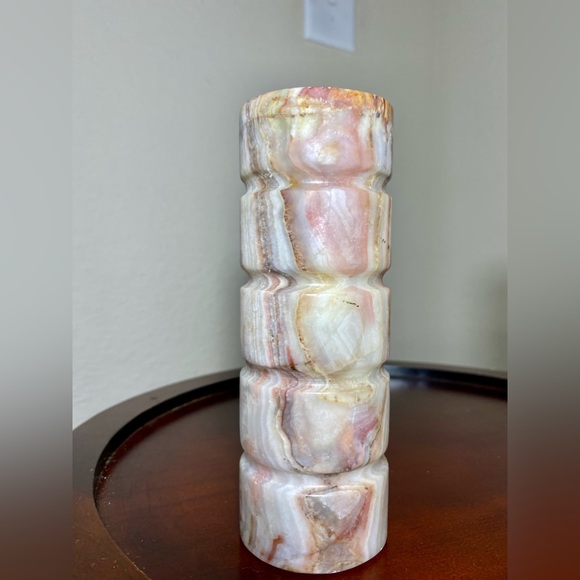 Candle Holders Set of 2 Decorative Onyx hand caved Multicolour - Picture 4 of 13